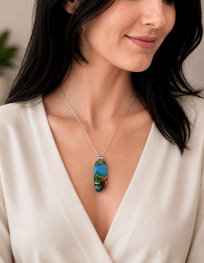 Tropical Swirl Fused Glass Pendant - Stoney Lake Glassworks