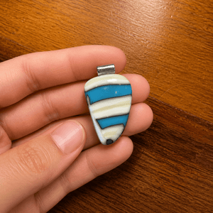 Turquoise & Cream Banded Teardrop