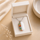 White & Confetti Fused Glass Pendant - Stoney Lake Glassworks